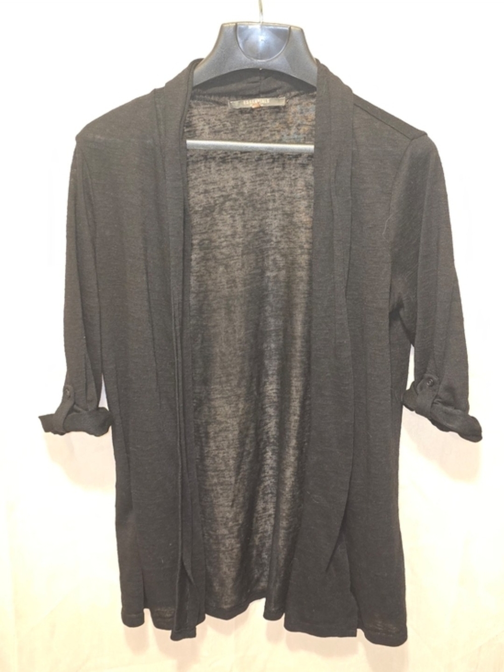 Essentials by Milano Black Open-Front Lightweight Cardigan